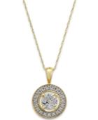Diamond Accent Halo Pendant Necklace In 10k Gold