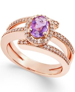 Purple Sapphire (1/2 Ct. T.w.) And Diamond (1/3 Ct. T.w.) Ring In 14k Rose Gold