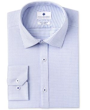 Ryan Seacrest Distinction Men's Slim-fit Stretch Non-iron Medium Blue Check Dress Shirt, Created For Macy's