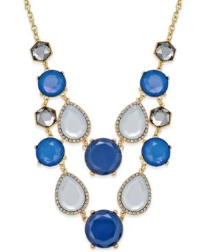 Inc International Concepts Gold-tone Blue Multi-stone Statement Necklace, Only At Macy's