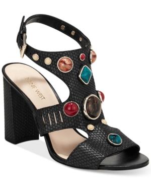 Nine West Chervil Studded Block-heel Sandals Women's Shoes