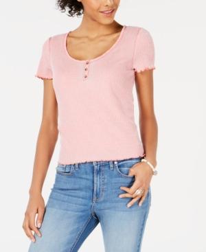 American Rag Juniors' Lettuce-edge Henley Top, Created For Macy's