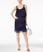 Ny Collection Dot-print Pleated Popover Dress