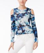 Bar Iii Hacci Printed Cold-shoulder Top, Only At Macy's