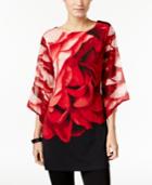 Jm Collection Floral-print Angel-sleeve Tunic, Only At Macy's