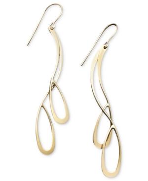 14k Gold Earrings, Linear Double Oval Drop