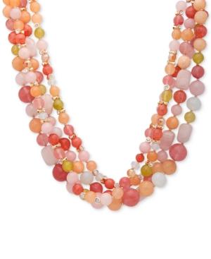Anne Klein Gold-tone Multi-stone Beaded Triple-row 18 Torsade Necklace
