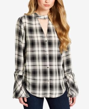 Jessica Simpson Plaid Choker Shirt