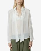 Avec Les Filles Swiss-dot Tie-neck Blouse