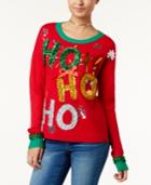 Hooked Up By Iot Juniors' Ho Ho Ho Tinsel Holiday Sweater