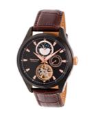 Heritor Automatic Sebastian Black & Brown Leather Watches 40mm
