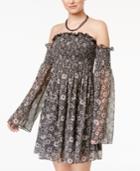 Disney Beauty And The Beast Juniors' Printed Off-the-shoulder Dress