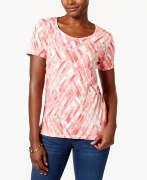 Karen Scott Printed Scoop-neck Tee, Only At Macy's