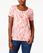Karen Scott Printed Scoop-neck Tee, Only At Macy's