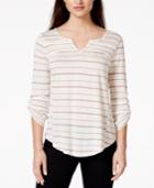 American Rag Striped Lace-trim Pullover Top, Only At Macy's