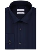 Calvin Klein Men's Regular Fit Non-iron Performance Navy Check Dress Shirt
