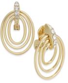 Charter Club Gold-tone Triple Hoop Crystal Clip-on Drop Earrings, Created For Macy's