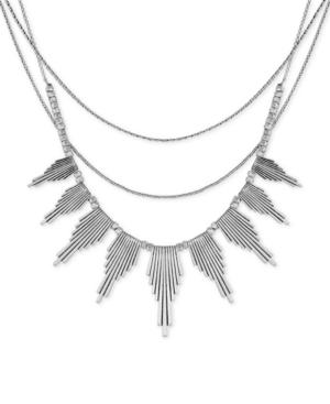 Lucky Brand Silver-tone Layer Sunburst Collar Necklace