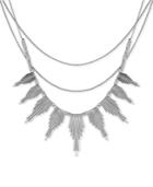 Lucky Brand Silver-tone Layer Sunburst Collar Necklace
