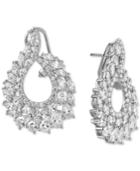 Tiara Cubic Zirconia Swirl Cluster Drop Earrings In Sterling Silver