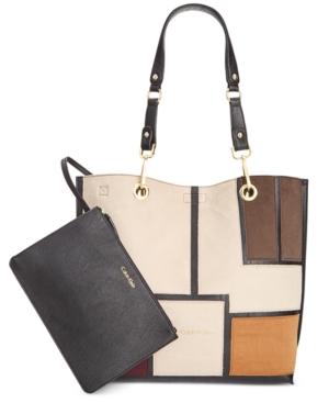 Calvin Klein Patchwork Suede Sonoma Tote With Pouch