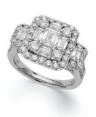 Emerelle Collection Diamond Ring, 14k White Gold Round And Emerald-cut Diamond Engagement Ring (2-1/2 Ct. T.w.)