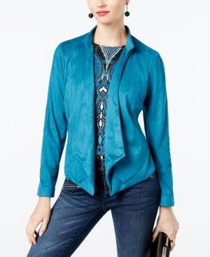 Inc International Concepts Draped Faux-suede Blazer, Created For Macy's