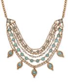 Lucky Brand Gold-tone Turquoise-look Stone Layered Collar Necklace