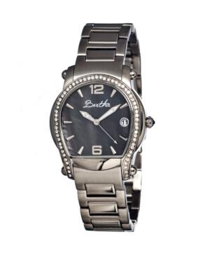 Bertha Quartz Fiona Collection Silver And Black Stainless Steel Watch 36mm
