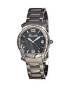Bertha Quartz Fiona Collection Silver And Black Stainless Steel Watch 36mm