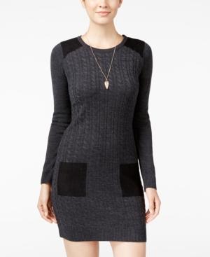 Bcx Juniors' Faux-suede-trim Sweater Dress