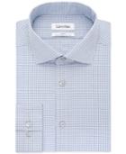 Calvin Klein Steel Slim-fit Non-iron Performance Blue Textured Check Dress Shirt