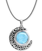 Marahlago Larimar Crescent Moon 21 Pendant Necklace In Sterling Silver