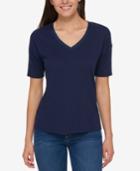 Tommy Hilfiger Satin-trim Top, Only At Macy's
