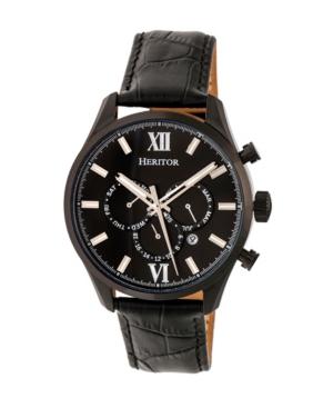 Heritor Automatic Benedict Black Leather Watches 40mm