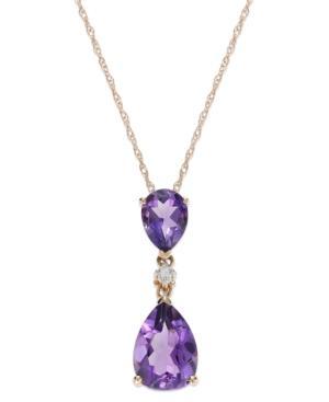 14k Rose Gold Necklace, Amethyst (2-1/3 Ct. T.w.) And Diamond Pear Pendant