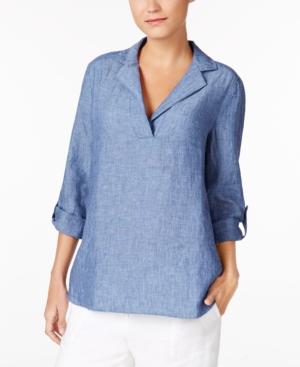 Charter Club Linen Roll-tab Top, Created For Macy's