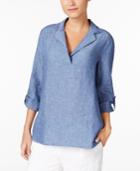 Charter Club Linen Roll-tab Top, Created For Macy's
