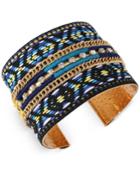 M. Haskell For Inc Gold-tone Chain, Crystal And Woven Pattern Open Cuff Bracelet, Only At Macy's