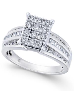 Diamond Rectangle Cluster Ring (1 Ct. T.w.) In 14k White Gold
