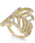 Inc International Concepts Gold-tone Pave Leaf Ring, Created For Macy's