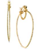 Sis By Simone I Smith 18k Gold Over Sterling Silver Earrings, Eternal Love-in-and-out Crystal Hoop Earrings