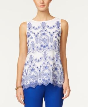 Charter Club Embroidered Mesh Top, Only At Macy's