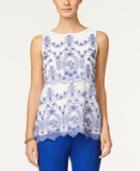 Charter Club Embroidered Mesh Top, Only At Macy's