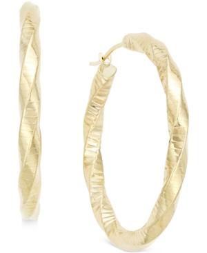 Textured Twist Hoop Earrings In 10k Gold