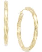 Textured Twist Hoop Earrings In 10k Gold
