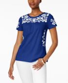 Charter Club Cotton Embroidered Top, Only At Macy's