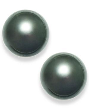 Tahitian Pearl (14mm) Stud Earrings In 14k White Gold