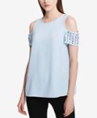 Calvin Klein Studded Cold-shoulder Top