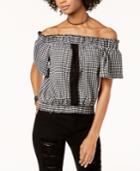 The Edit By Seventeen Juniors' Off-the-shoulder Gingham Top, Created For Macy's